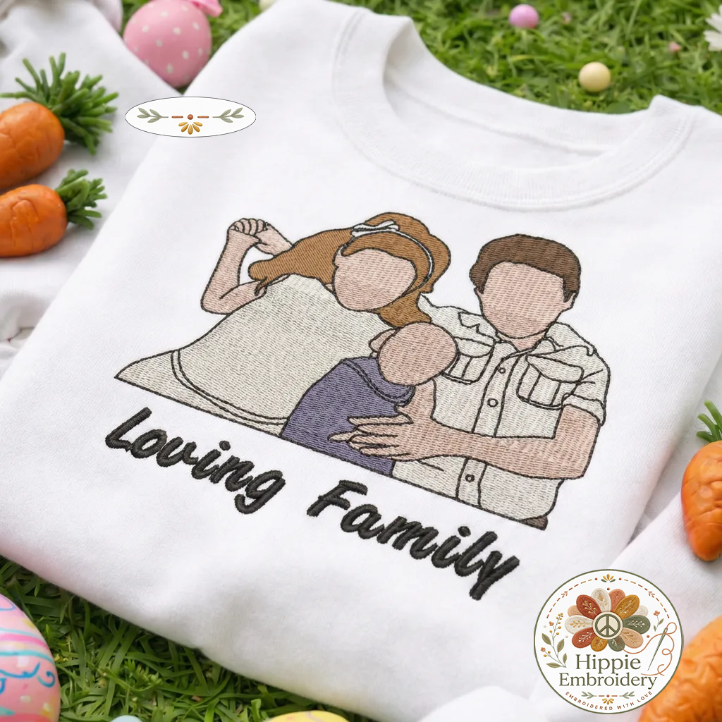 Custom Family Portrait Embroidered Sweatshirt, Photo Keepsake