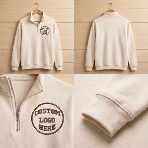 Custom Logo Embroidered Quarter Zip Sweatshirt, Personalized Shirt