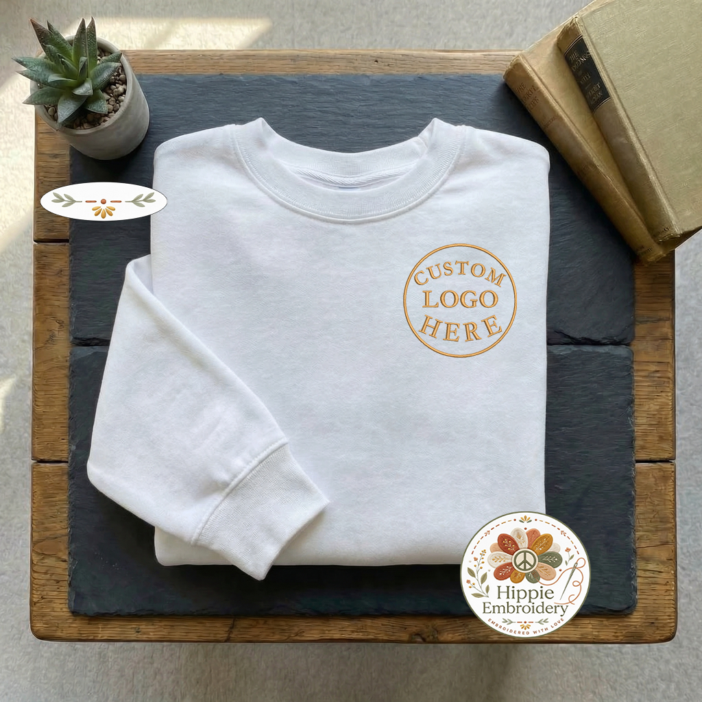 Custom Logo Embroidered Sweatshirt, Business Logo Top
