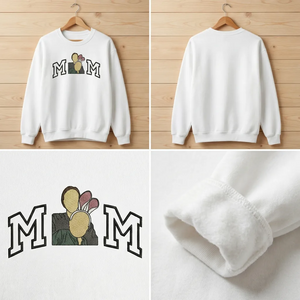 Custom Mom Portrait Embroidered Sweatshirt, New Mom Gift Top