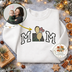 Custom Mom Portrait Embroidered Sweatshirt, New Mom Gift Top