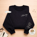 Custom Mom Sweatshirt with Kids Names on Sleeve, Mama Gift Shirt