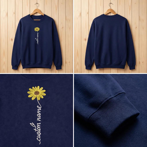 Custom Name Embroidered Sweatshirt, Boho Daisy Flower Top