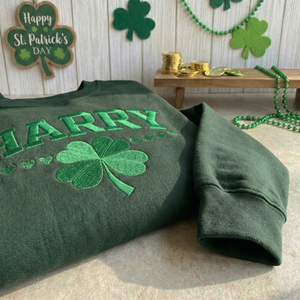 Custom Name Shamrock Embroidered Sweatshirt, Lucky Irish Top