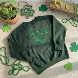 Custom Name Shamrock Embroidered Sweatshirt, Lucky Irish Top