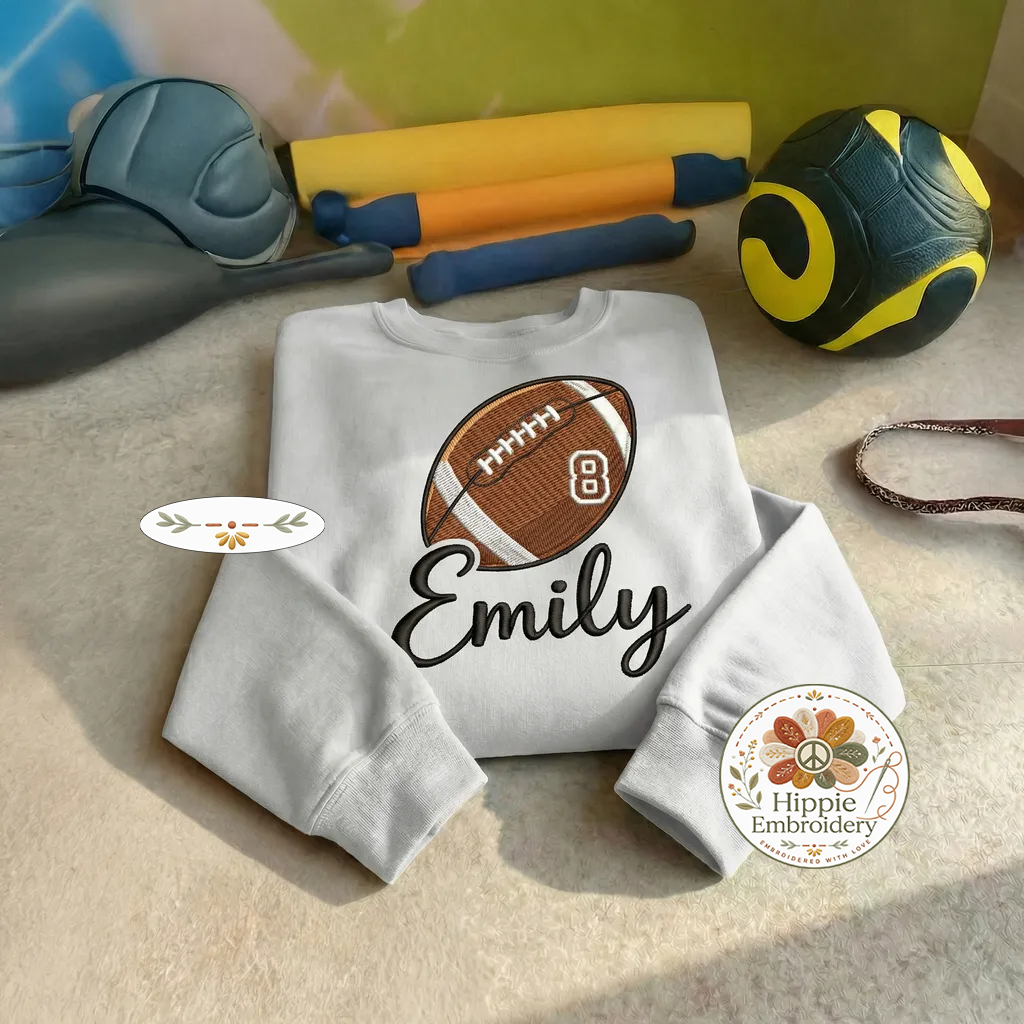 Custom Name Sports Embroidered Sweatshirt, Team Number Top