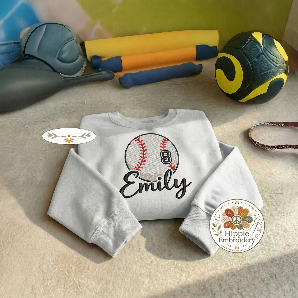 Custom Name Sports Embroidered Sweatshirt, Team Number Top