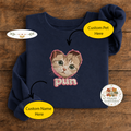 Embroidered Custom Pet Photo Sweatshirt, Personalized Dog Cat Heart Crewneck, Custom Portrait Memorial Shirt, Gift For Pet Lover - 1015