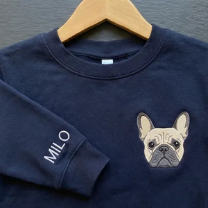 Customized Dog Embroidered Sweatshirt, Pet Portrait Top