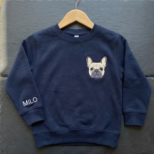 Customized Dog Embroidered Sweatshirt, Pet Portrait Top