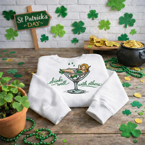 Drinks Well With Others Embroidered Sweatshirt, Irish Top