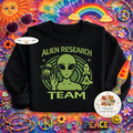 Embroidered Alien Research Team Sweatshirt, Funny Sci-Fi Top