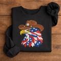 Embroidered American Eagle Cowboy Sweatshirt, Patriotic USA Crewneck
