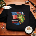 Embroidered American Hooker Sweatshirt, Funny Fishing Crewneck