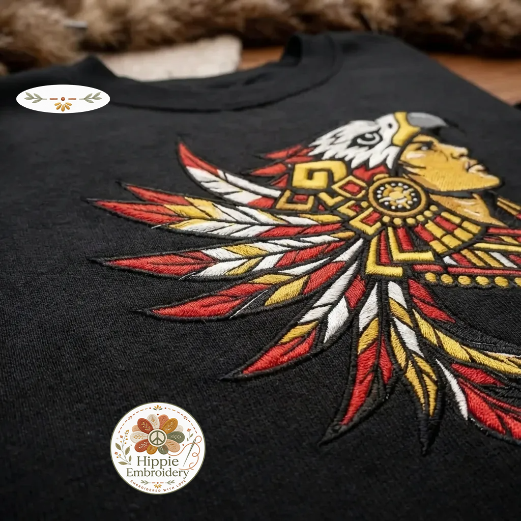 Embroidered Aztec Eagle Warrior Sweatshirt, Ancient Culture Shirt