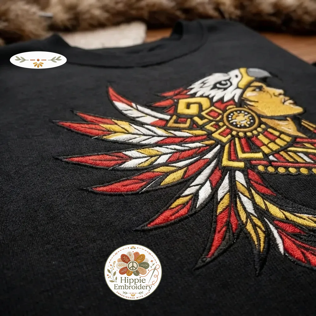 Embroidered Aztec Eagle Warrior Sweatshirt, Ancient Culture Shirt