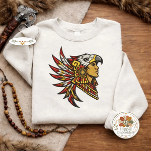 Embroidered Aztec Eagle Warrior Sweatshirt, Ancient Culture Shirt