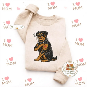 Embroidered Badass Rottweiler Sweatshirt, Tough Dog I Love Mom Shirt