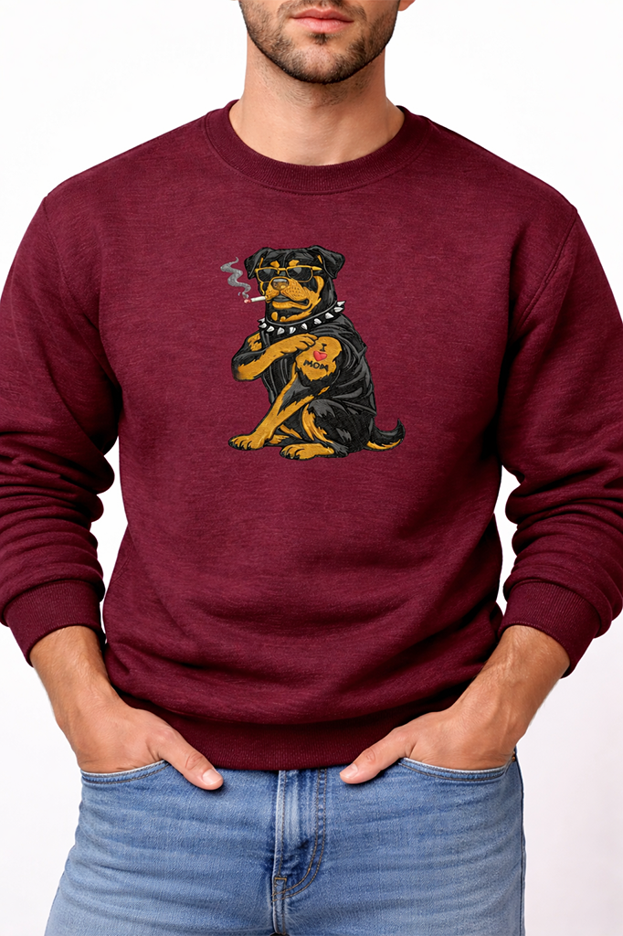 Embroidered Badass Rottweiler Sweatshirt, Tough Dog I Love Mom Shirt