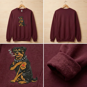 Embroidered Badass Rottweiler Sweatshirt, Tough Dog I Love Mom Shirt
