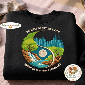 Embroidered Balance Of Nature Sweatshirt, Yin Yang Life Shirt