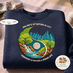 Embroidered Balance Of Nature Sweatshirt, Yin Yang Life Shirt