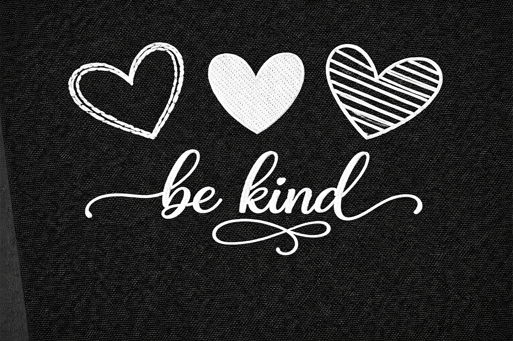 Embroidered Be Kind Sweatshirt, Minimalist Heart Top