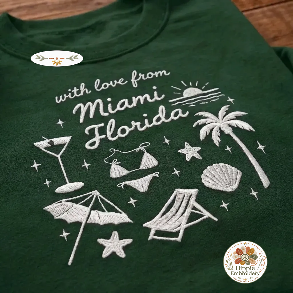 Embroidered Beach Theme Bachelorette Sweatshirt, Miami FL Shirt