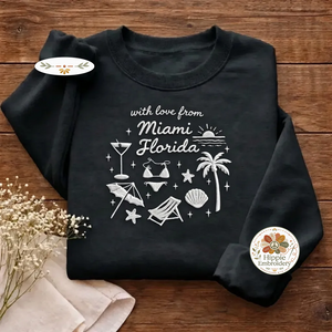 Embroidered Beach Theme Bachelorette Sweatshirt, Miami FL Shirt