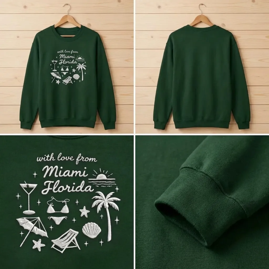 Embroidered Beach Theme Bachelorette Sweatshirt, Miami FL Shirt