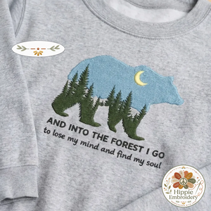 Embroidered Bear Mountain Sweatshirt, Into The Forest John Muir Shirt