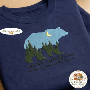 Embroidered Bear Mountain Sweatshirt, Into The Forest John Muir Shirt