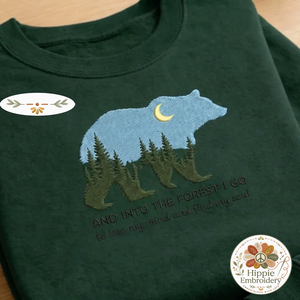 Embroidered Bear Mountain Sweatshirt, Into The Forest John Muir Shirt