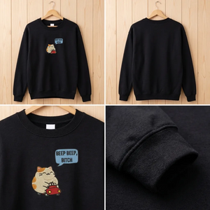 Embroidered Beep Beep Cat Sweatshirt, Funny Sarcastic Driving Shirt