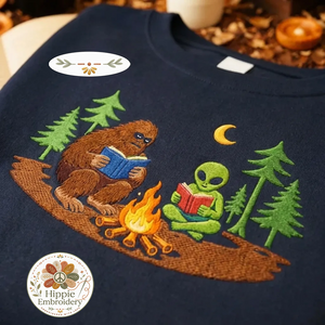 Embroidered Bigfoot Alien Book Club Sweatshirt, Paranormal Shirt