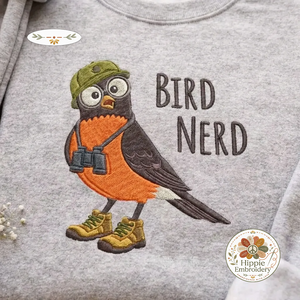 Embroidered Bird Nerd Sweatshirt, Geeky Bird Watcher Gift Shirt