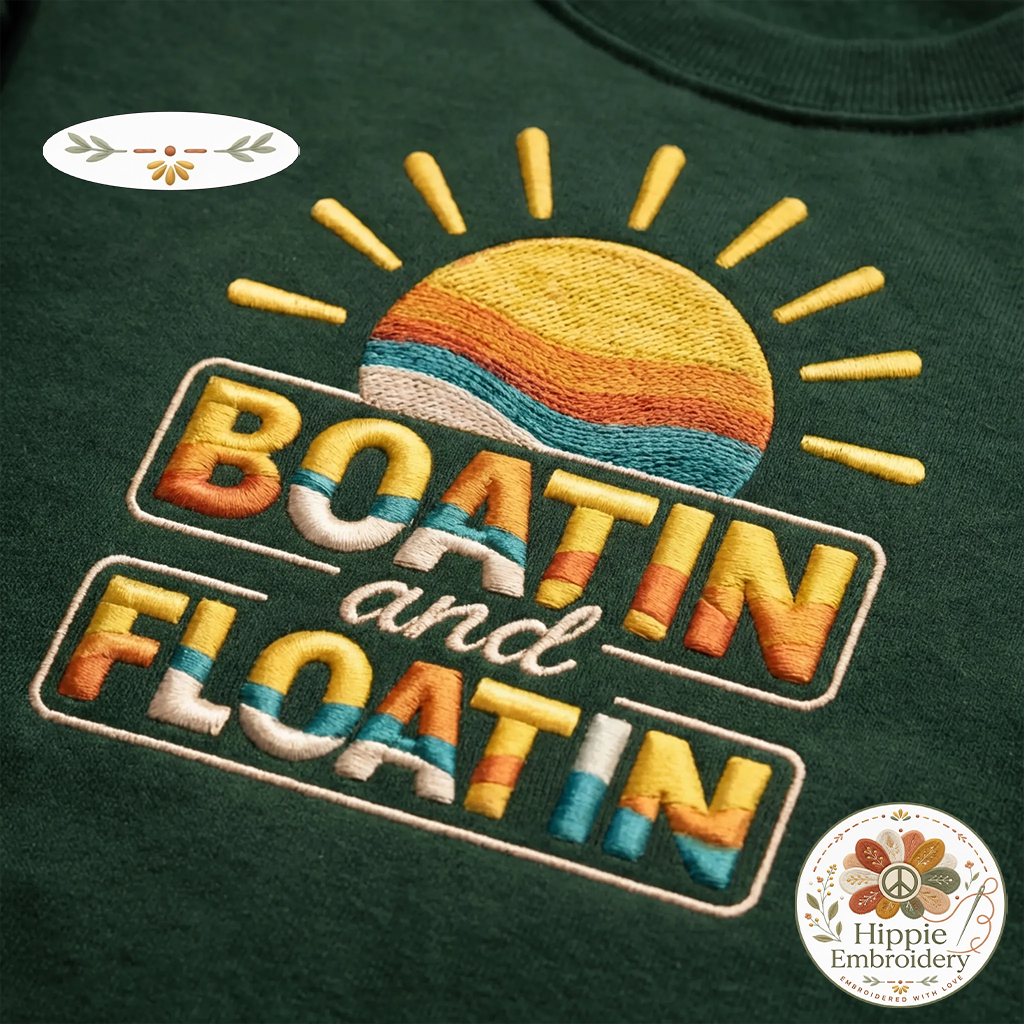 Embroidered Boatin and Floatin Sweatshirt, Summer Lake Crewneck