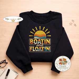 Embroidered Boatin and Floatin Sweatshirt, Summer Lake Crewneck