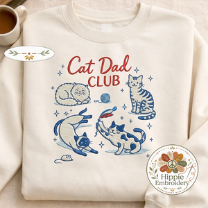 Embroidered Cat Dad Club Shirt, Playful Kittens Gift Crewneck