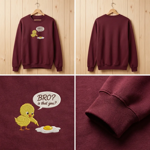 Embroidered Chicken Fried Egg Sweatshirt, Funny Foodie Top