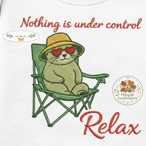 Embroidered Chill Cat Sweatshirt, Nothing Is Under Control Shirt