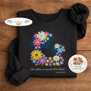 Embroidered Christian Mom Shirt, Bible Verse Floral Mama Crewneck