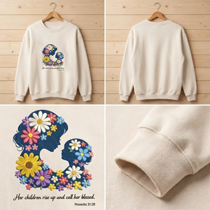 Embroidered Christian Mom Shirt, Bible Verse Floral Mama Crewneck