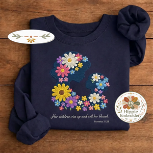 Embroidered Christian Mom Shirt, Bible Verse Floral Mama Crewneck