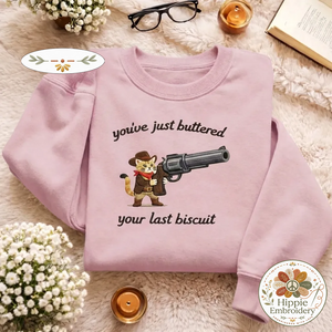 Embroidered Cowboy Cat Sweatshirt, Funny Meowdy Partner Shirt