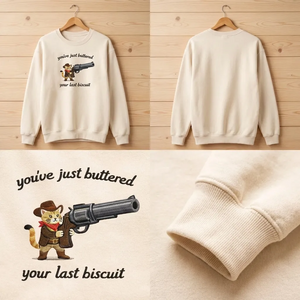 Embroidered Cowboy Cat Sweatshirt, Funny Meowdy Partner Shirt