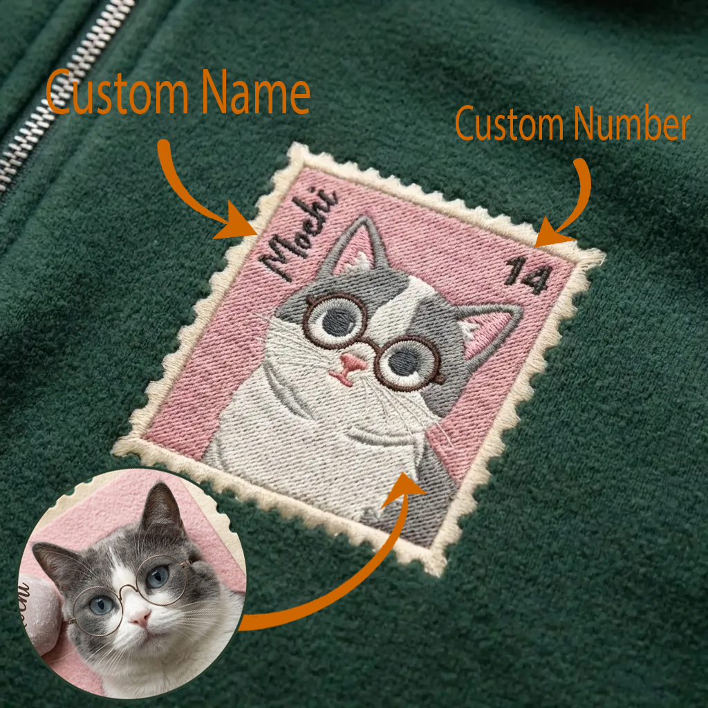 Embroidered Custom Pet Stamp Quarter Zip, Personalized Pet Shirt