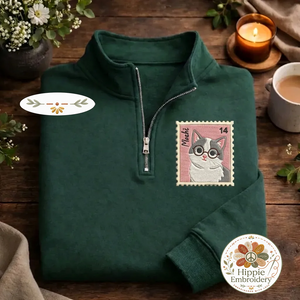 Embroidered Custom Pet Stamp Quarter Zip, Personalized Pet Shirt