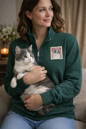 Embroidered Custom Pet Stamp Quarter Zip, Personalized Pet Shirt