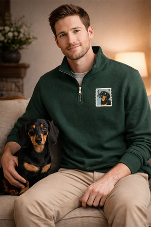 Embroidered Custom Pet Stamp Quarter Zip, Personalized Pet Shirt